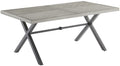 Crosley Furniture Otto 6-Person Rectangular Outdoor Dining Table with Umbrella Hole for Outside Patio, Matte Black with Gray Tab