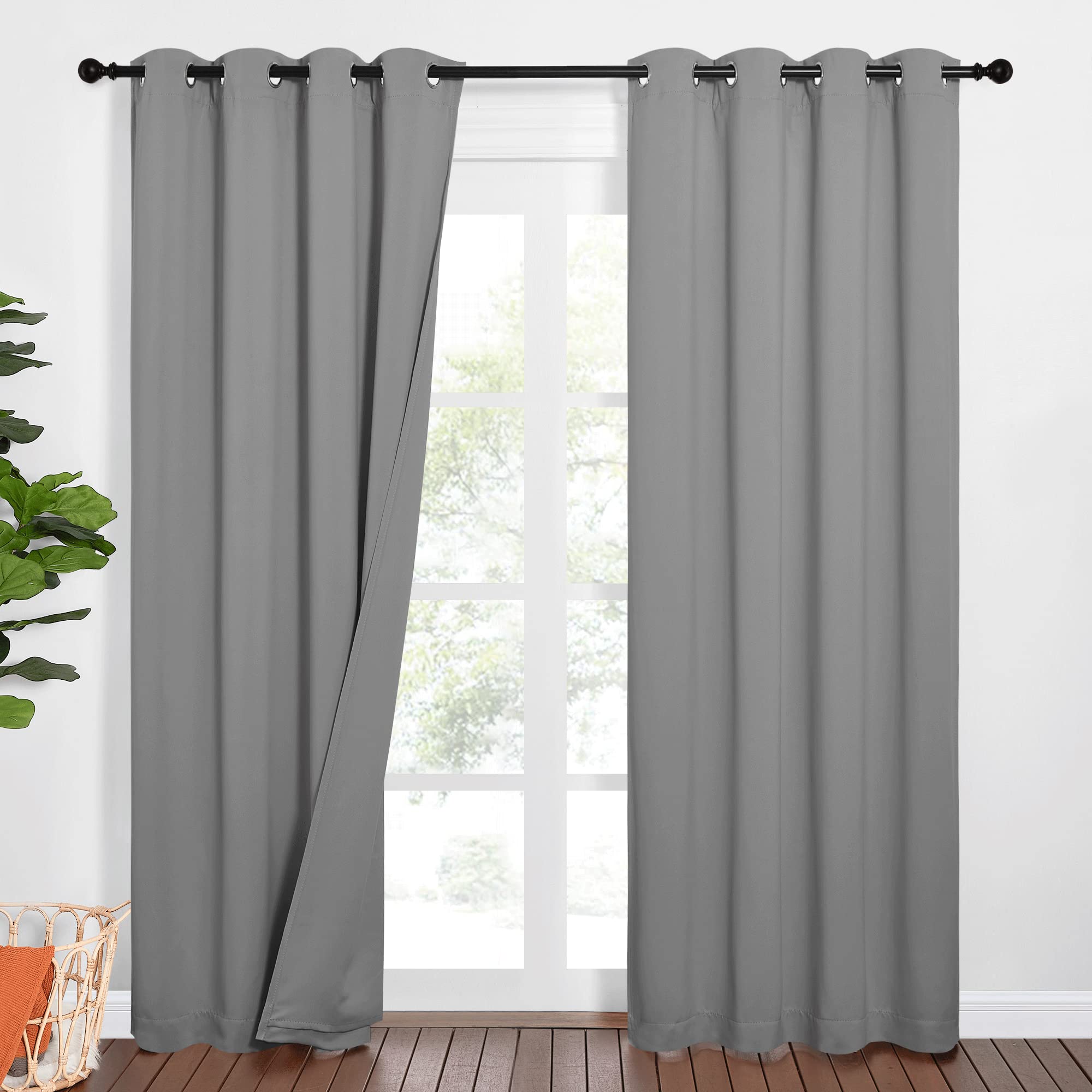 NICETOWN Noise Insulation Curtain Panels, Pair of Energy Smart & 100% Blackout Echo of Sounds Reducing Drapes for Dining Room, T