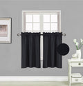 Elegant Home 2 Short Panels Tiers Small Window Treatment Curtain Blackout 28 W X 36 L Each for Kitchen Bathroom # R5 (Black)