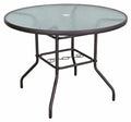 Garden Elements Outdoor Patio Furniture, Round Dining Table, Steel Base and Rim with Water-Wave Glass Top, Brown, 40