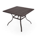 Anmutig Round Outdoor Dining Table for 4 Person, 40 inch Glass Top, Black Powder-Coated Frame with Umbrella Hole Outdoor Furnitu