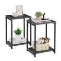 VASAGLE Side Tables Set of 2, Small End Table, Nightstand for Living Room, Bedroom, Office, Bathroom, Misty Gray and Classic Bla