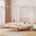 Weehom Full Canopy Bed Frame with Headboard and Footboard, Four-Poster Metal Canopied Platform Bed Mattress Foundation Underbed 