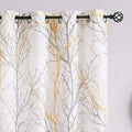 FMFUNcTEX Branch Print Semi-Sheer curtains for Living Room 63A Yellow and grey on White Linen Textured Window Drapes for Bedroom