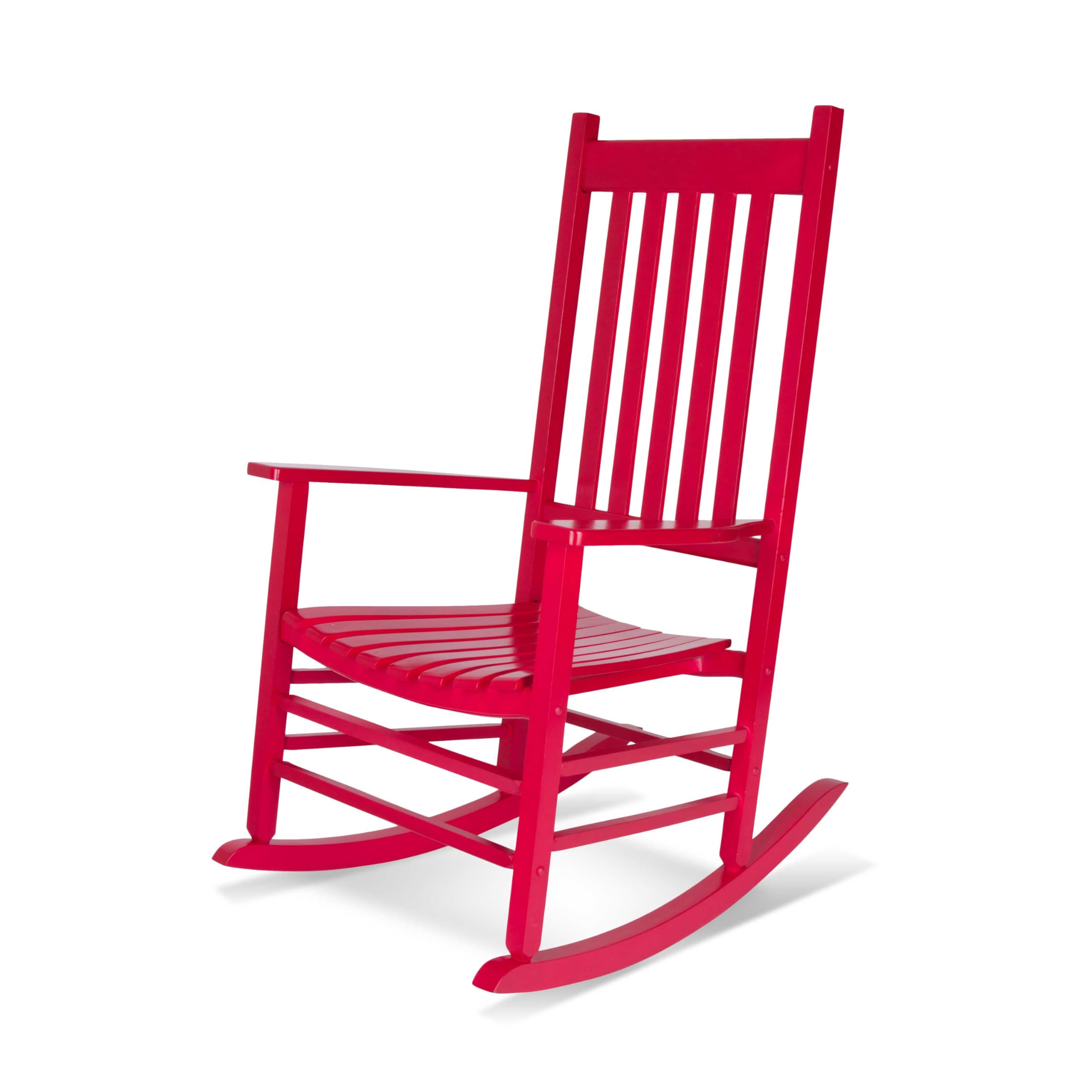 Shine Company Vermont Porch Rocker, High Back Wood Rocking Chair, Chili Pepper