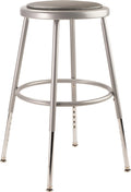 National Public Seating 6424H Grey Steel Stool with Vinyl Upholstered Seat Adjustable, 25-33