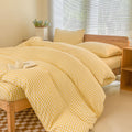 NSNLGSGC Yellow Gingham Duvet Cover Set Twin, Grid Simple Geometric Square Pattern Comforter Cover,Soft Plaid Washed Microfiber 