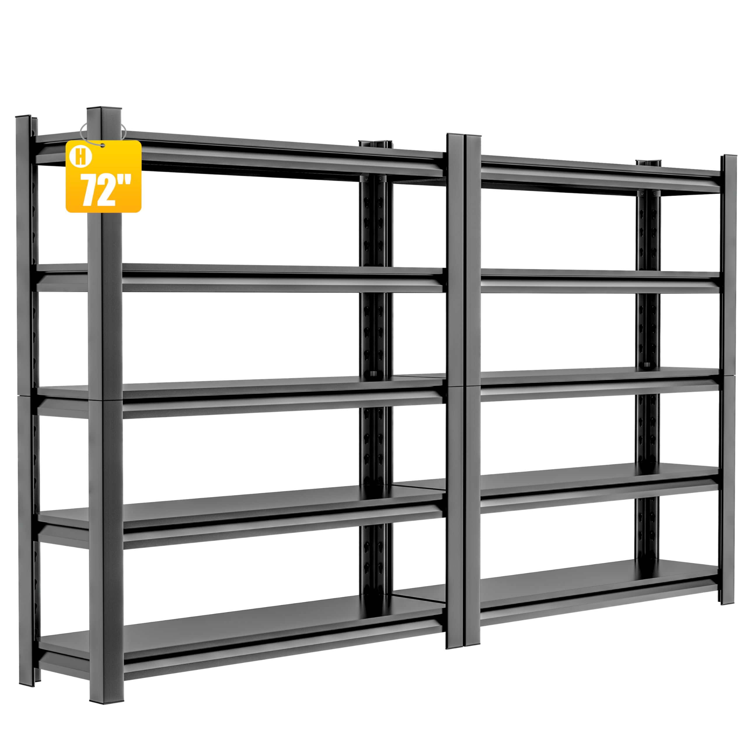 2 Sets Garage Shelving Unit 24D x 48W x 72H Heavy Duty Storage Shelves Easy Assembly 5 Tier Adjustable Metal Shelving Utility Sh