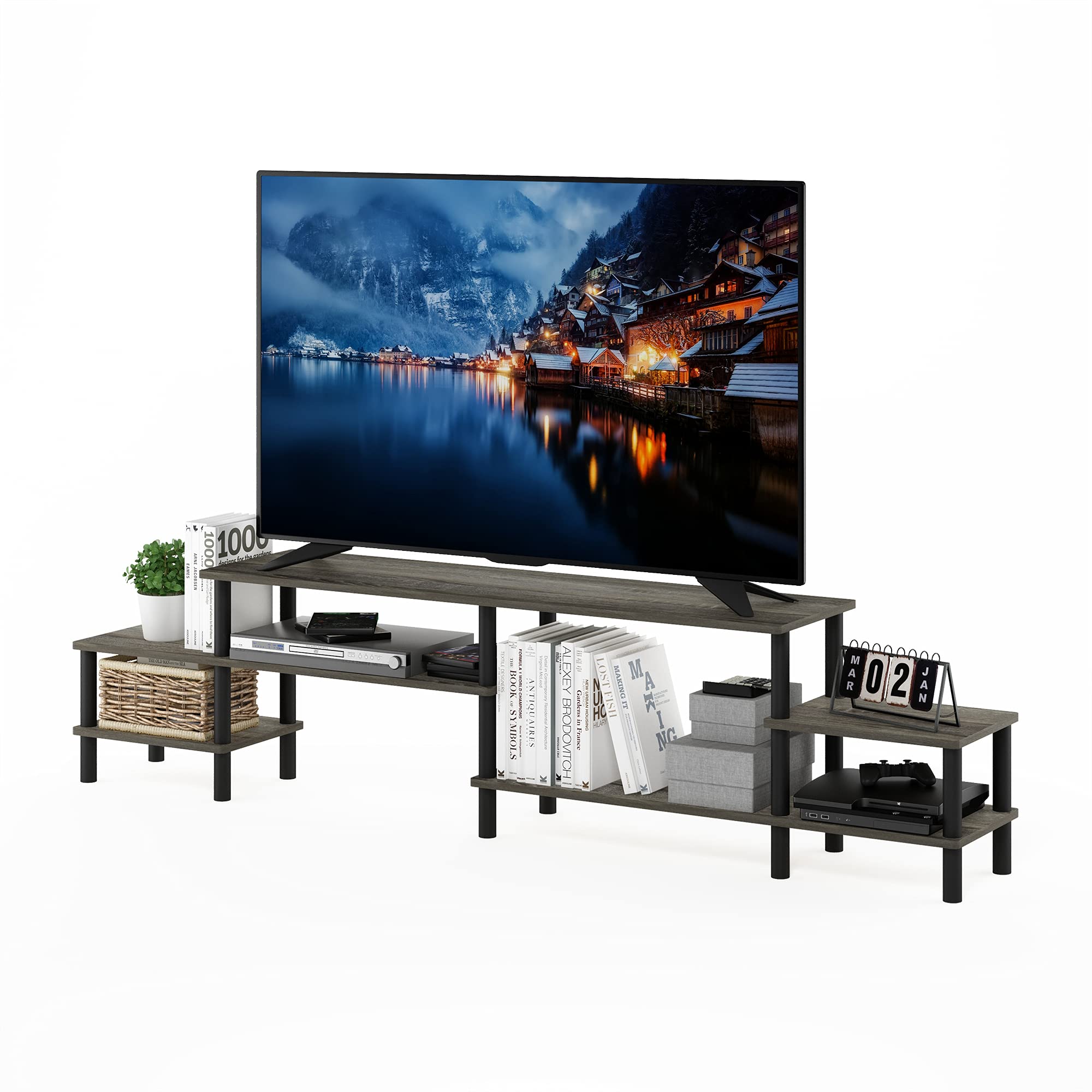 Furinno Turn-N-Tube Grand Stand for TV up, 78 Inch, French Oak