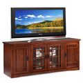 Leick Home 82360 Solid Wood Mission Oak Four Door TV Stand For 65 TVs Universal TV Console Living Room Storage Shelves Entertain