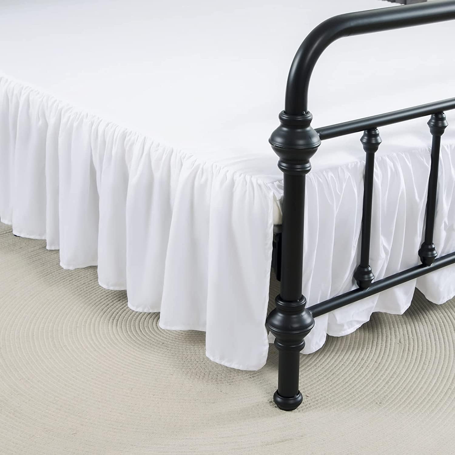 xuan dian Bed Skirt King Size Ruffled Bed Skirts with Split Corners,12 Inch Drop Dust Ruffle Bed Skirt with Platform, White