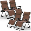 Nestl Zero Gravity Chairs Set of 4, Patio Lounge Chair Outdoor with Pillows & Cup Holder Trays, Adjustable Steel Mesh Reclining 