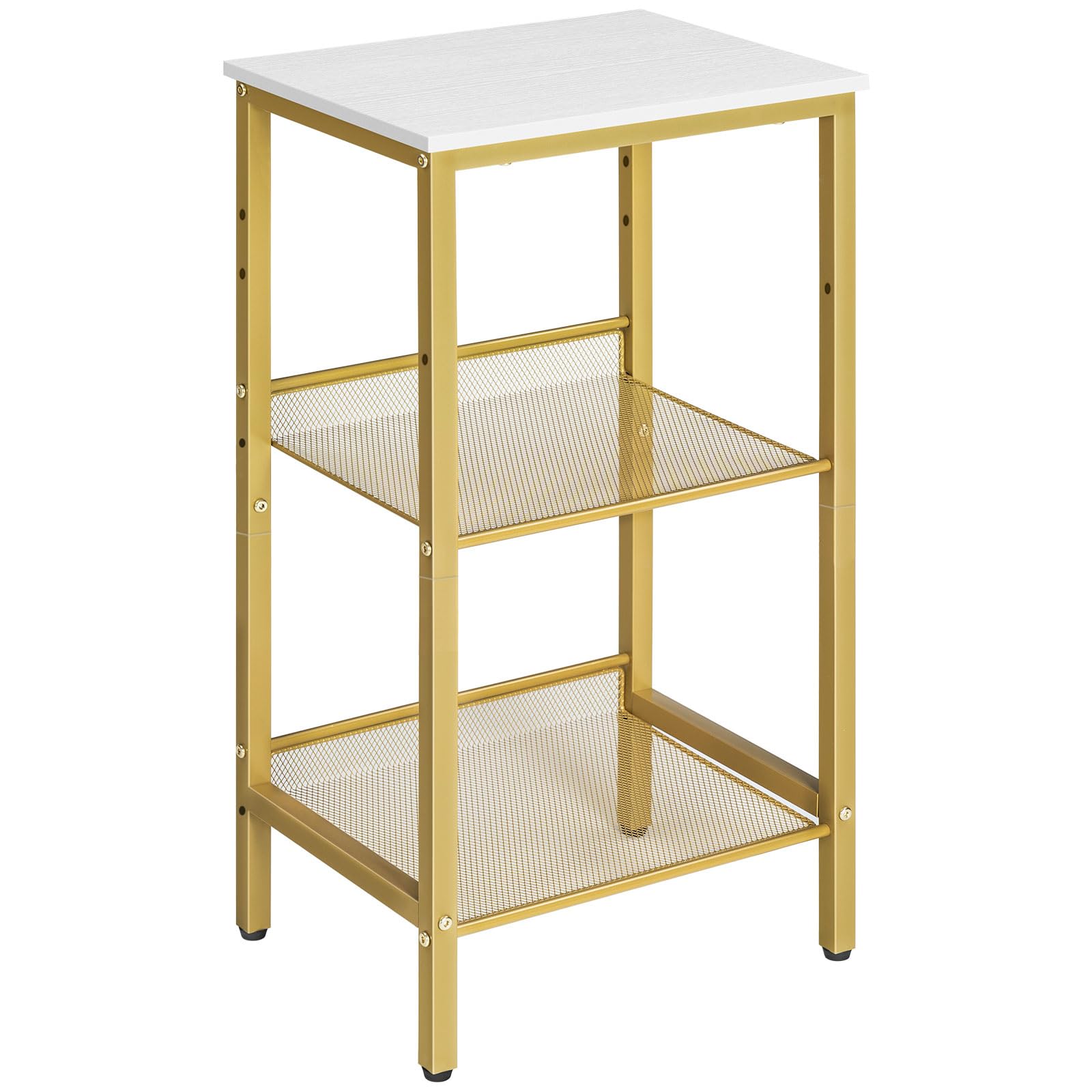 HOOBRO Side Table, 3-Tier Tall End Telephone Table with Adjustable Mesh Shelves, Small Entry Table for Living Room Bedroom Hallw