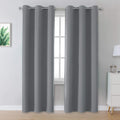 DUALIFE Grey 80 Inch Closet Curtains for Bedroom Closet Door 2 Panels Set - Noise Reducing Solid Grommet Top Window Curtain Pane
