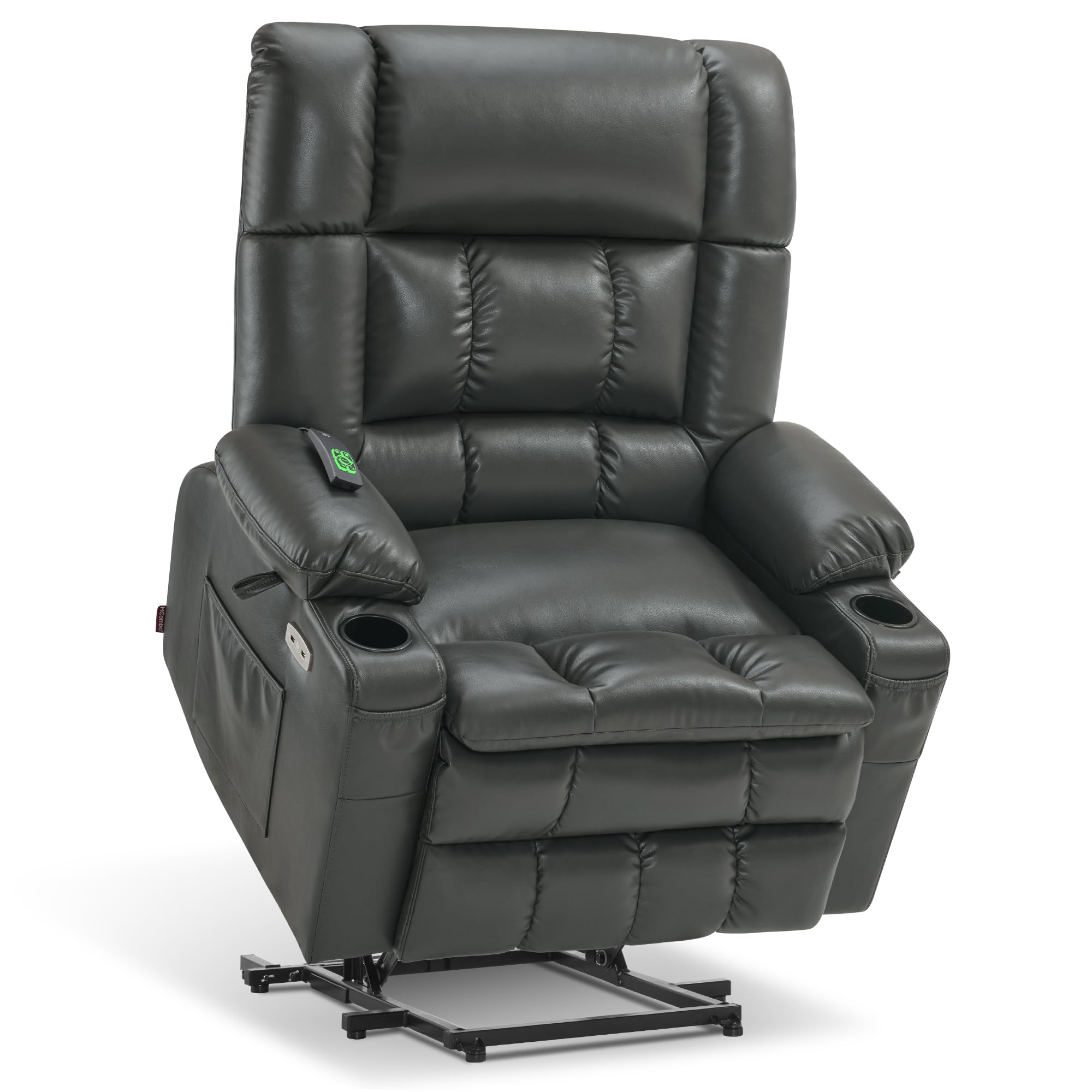 MCombo Large Dual Motor Power Lift Recliner Chair Sofa with Massage and Heat for Big Elderly People, Infinite Position, USB&Type