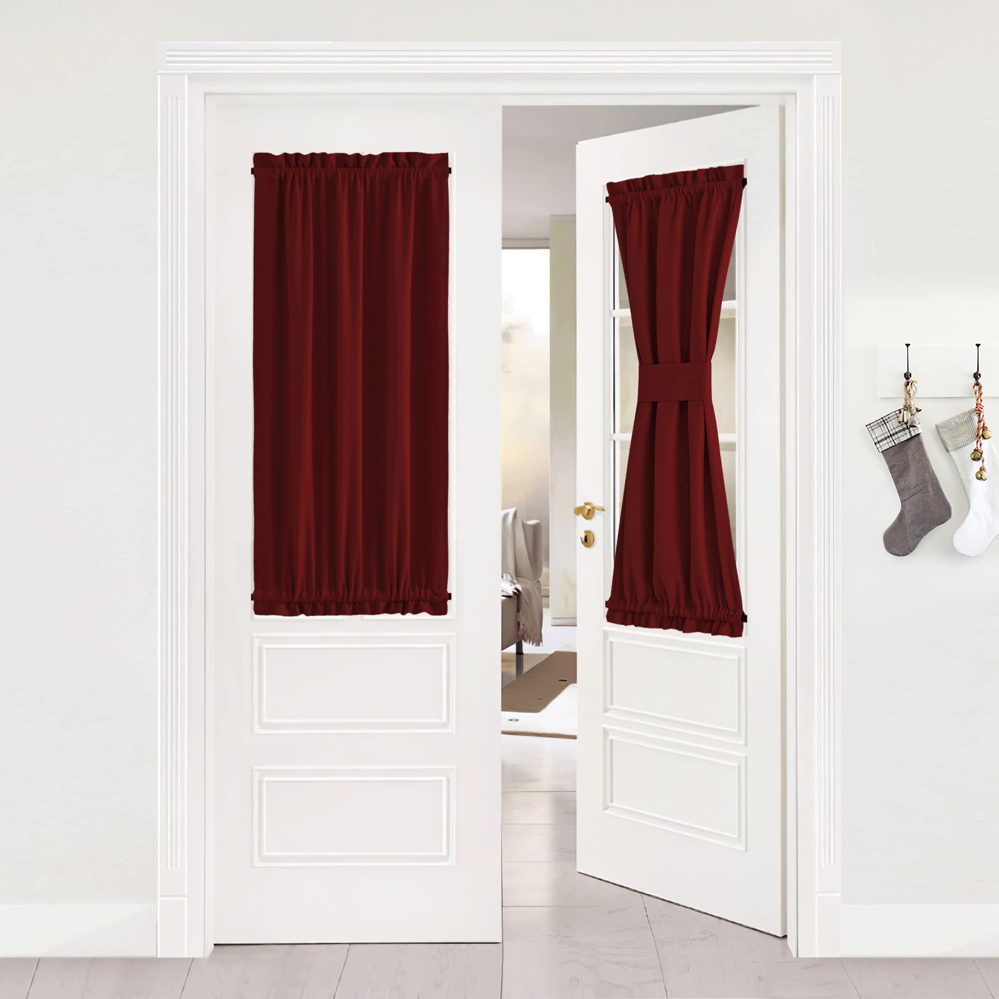 NICETOWN French Door Curtain Panel - Thermal Insulated Blackout Sliding/Sidelights Door Curtain Shade for Kitchen Window Valenti