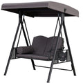 PURPLE LEAF Outdoor Patio Porch Swing with Stand, 2-seat Swing Chair with Adjustable Tilt Canopy All-Weather Steel Frame for Bac