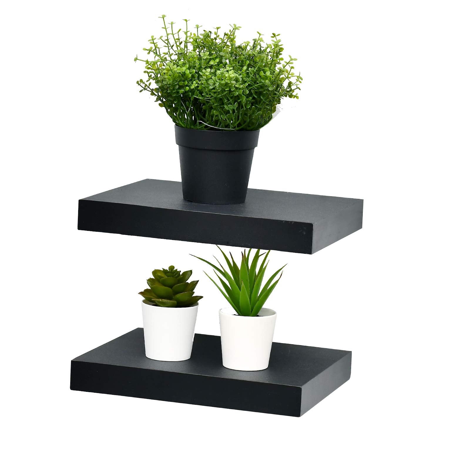 WELLAND Set of 2 Floating Shelves Wall Mounted Shelf, for Home Decor with 8 Deep (Black, 10 inch)