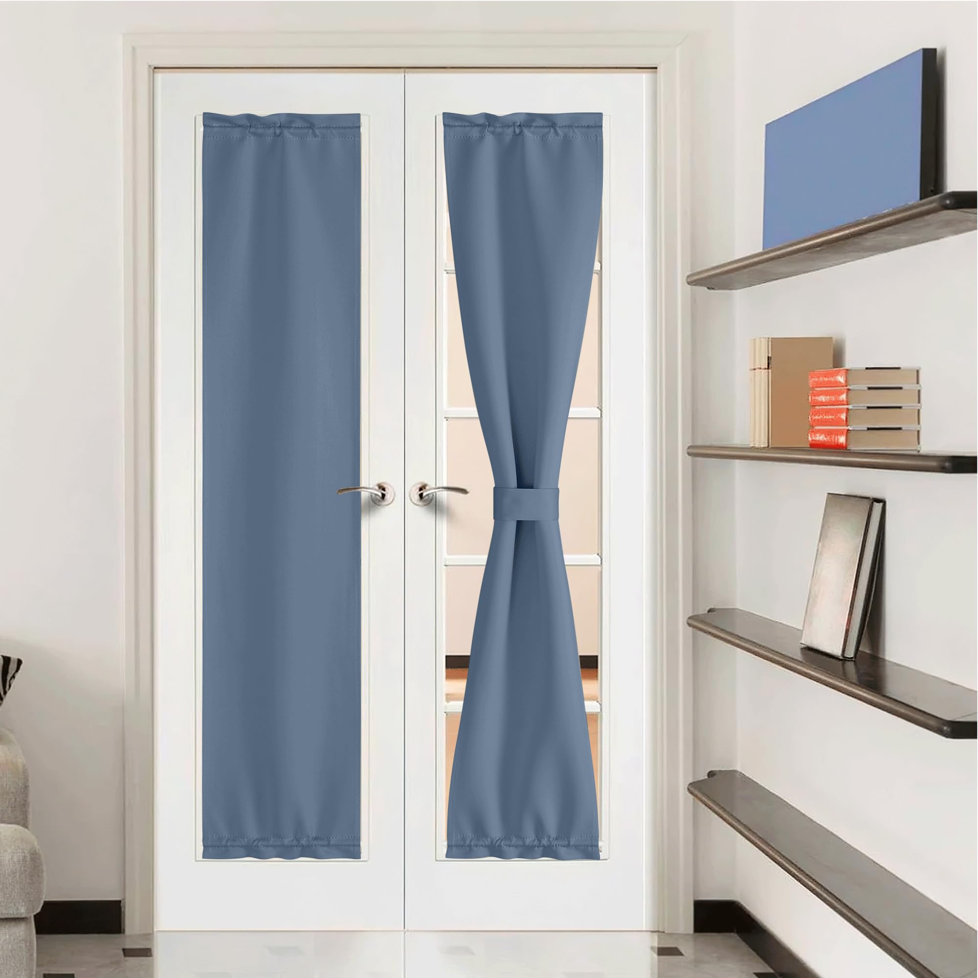NICETOWN Sidelight Curtain Panel - Thermal Insulated Blackout Solid Door Curtain with Top and Bottom Rod Pocket for Patio Door, 