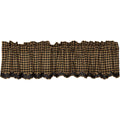 VHC Brands, Black Check, Cotton, 16x72, Scalloped Layered Valance, Black