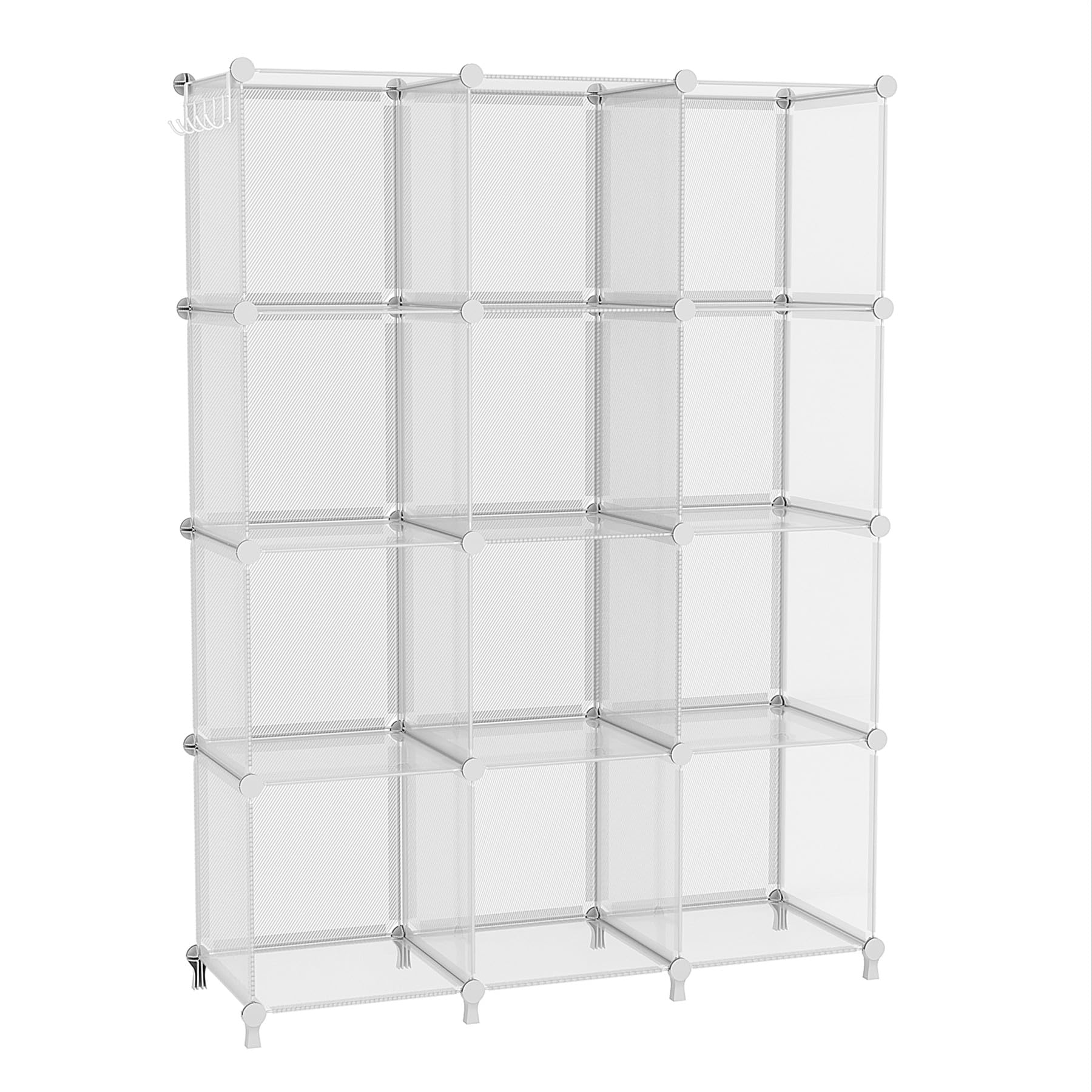 AWTATOS Cube Storage Organizer, 12 Cube Shelves Bookshelf, Closet Organizers and Storage, DIY Stackable Plastic Clothes Organize
