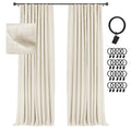 INOVADAY Cream Blackout Curtains 120 Inches Long, 100% Light Blocking Thermal Insulated Room Darkening Curtains & Drapes for Bed