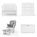 Child Craft Scout 4-Piece Nursery Set, Includes 4-in-1 Convertible Crib, Dresser with Changing Table Topper, Cozy Glider, and To