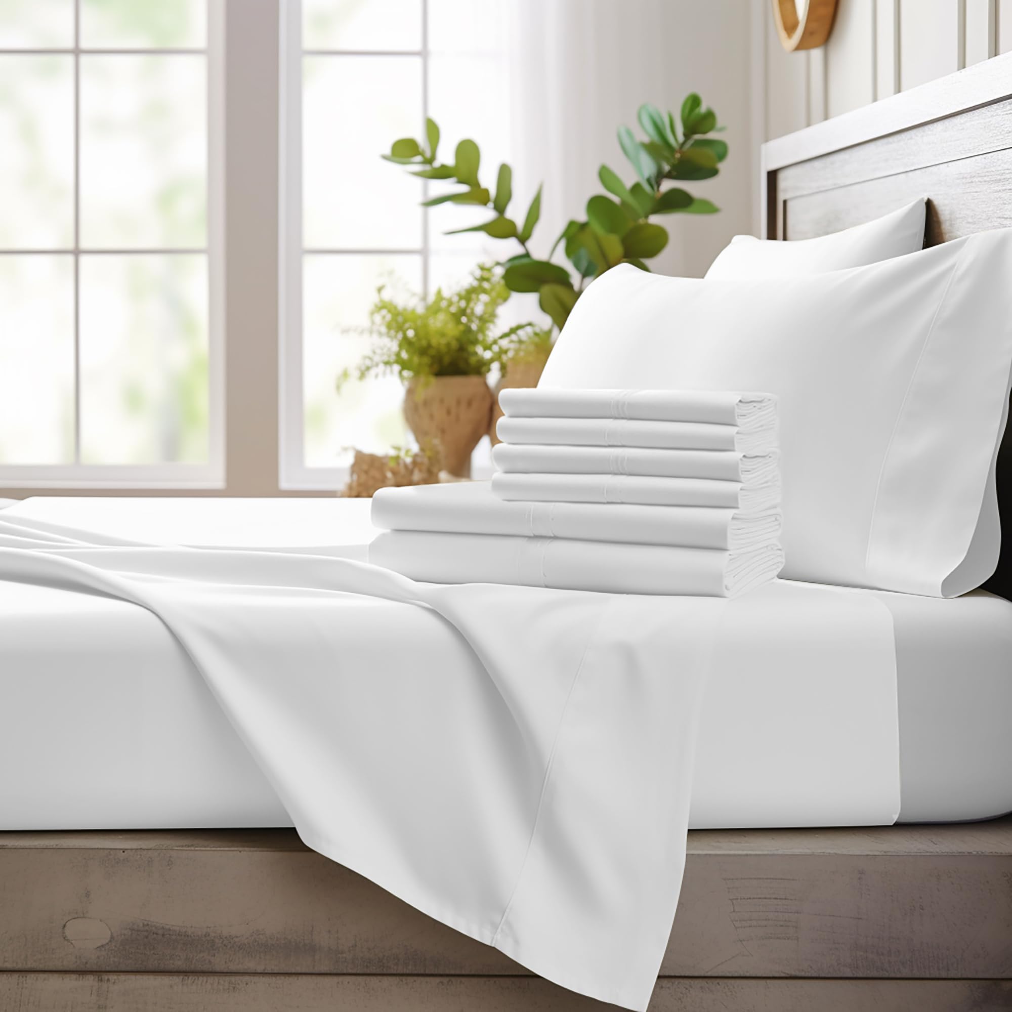 Bamboo Bay 7 Piece Split King Sheets Sets for Adjustable Bed - 100% Viscose Made from Bamboo - Ultra Soft Cooling Sheets for Hot