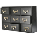 Flexzion Apothecary Cabinet with Drawers - 9 Vintage Apothecary Drawers Desktop Organizer for Home & Office - Wooden Tabletop Li