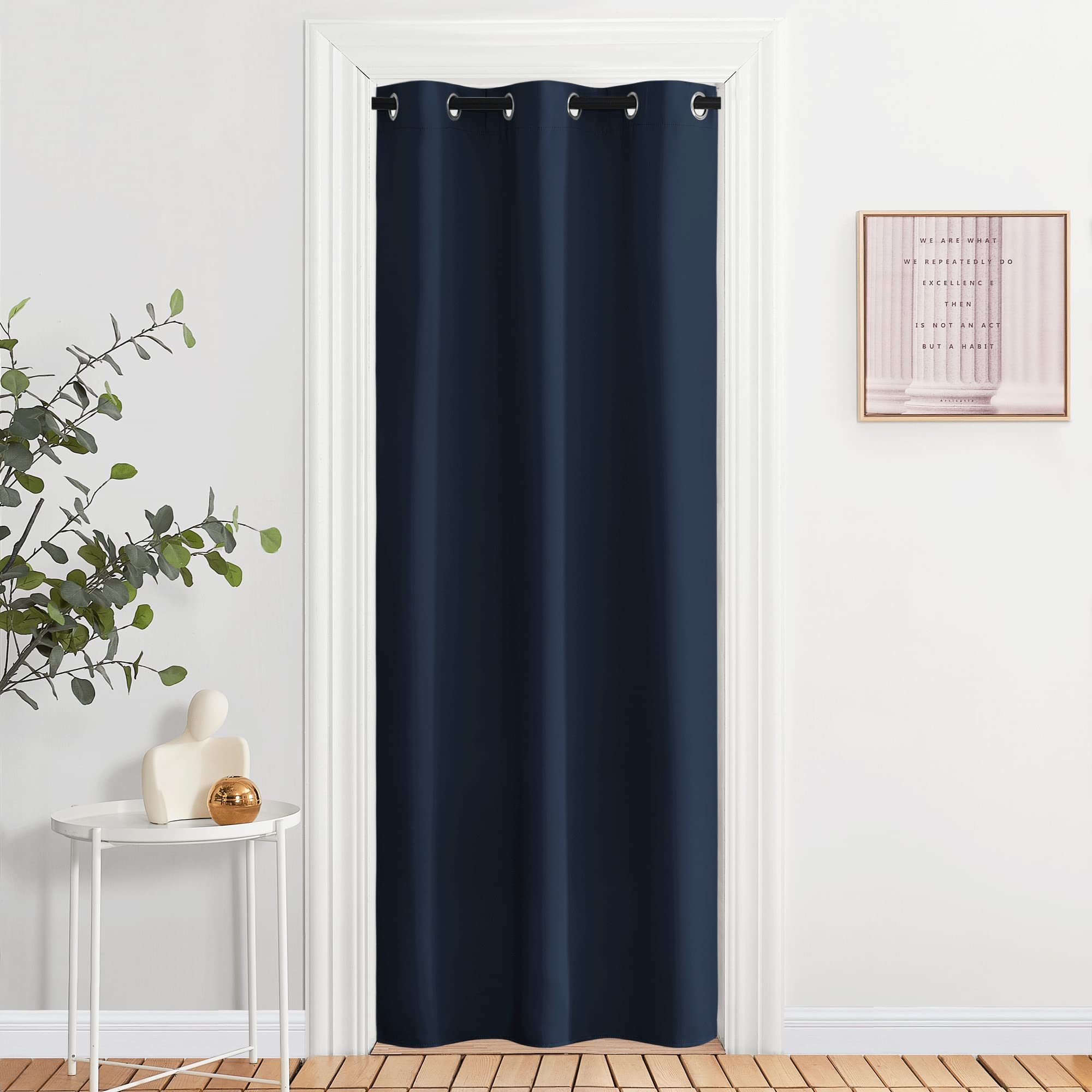 NICETOWN Living Room Curtain, Window Treatment Energy Saving Thermal Insulated Solid Grommet Blackout Drape/Drapery (Navy, Sold 