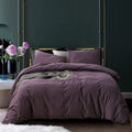 ECOCOTT Purple Duvet Cover California King Size - 100% Washed Cotton Durable Soft Comfy Duvet Cover Set, 3 Pieces Duvet Cover wi