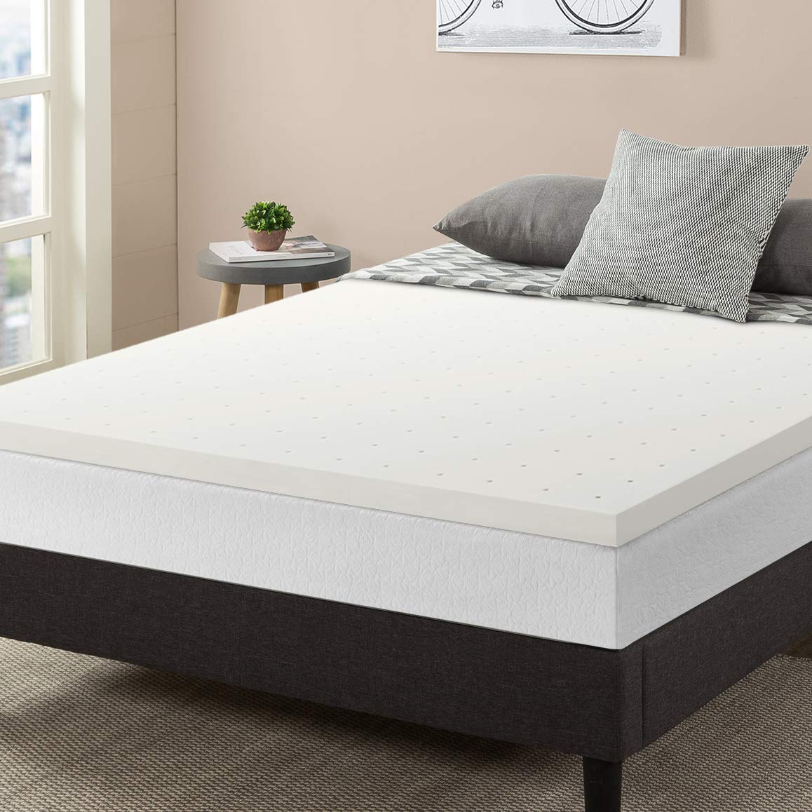 Best Price Mattress 2.5 Inch Ventilated Memory Foam Mattress Topper, CertiPUR-US Certified, King White