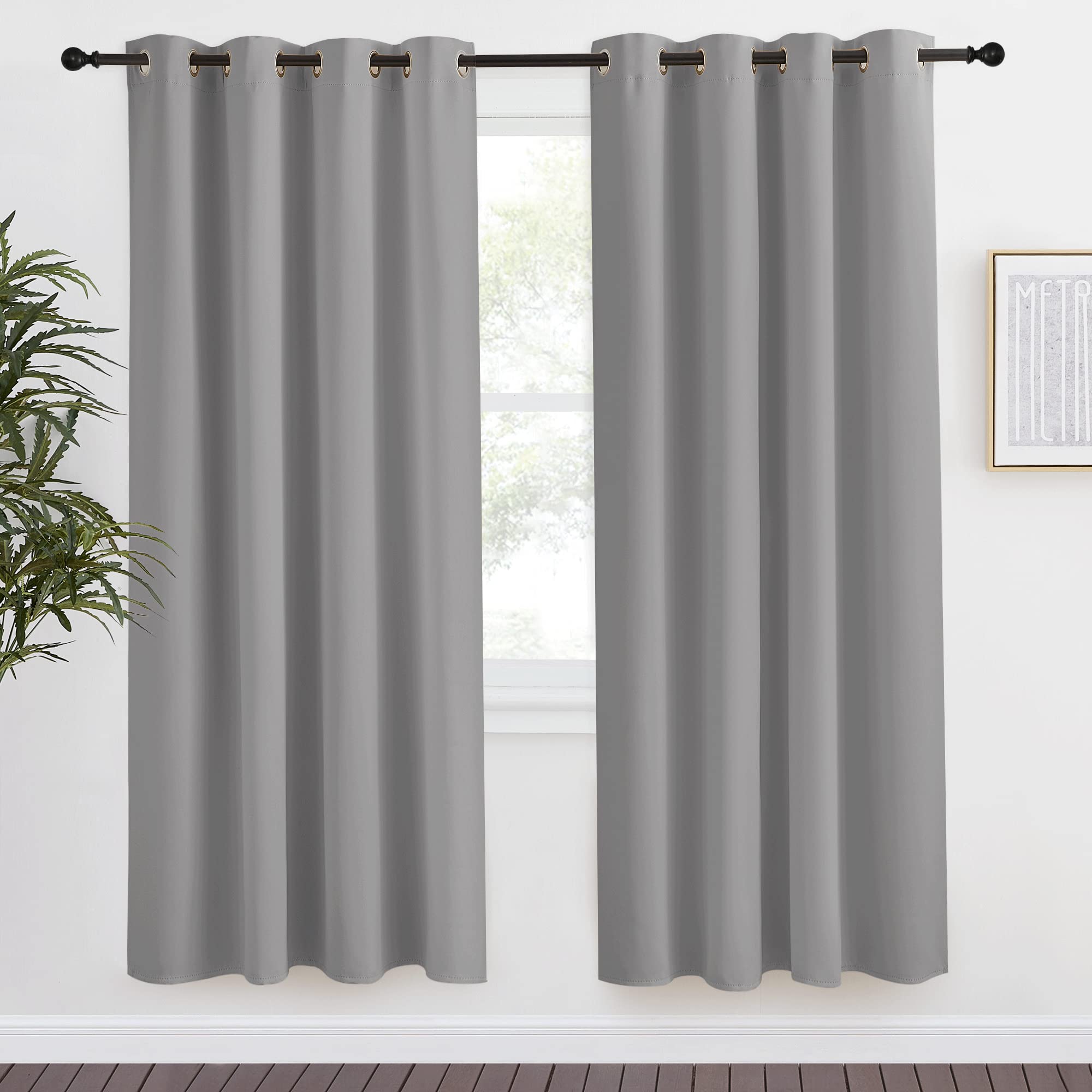 NICETOWN Blackout Curtain & Drape 78 inch Length, 55 inch Wide, Sold by 1 Panel, Silver Grey Color, Noise Reducing Drapery for L