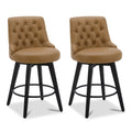 Watson & Whitely Modern Swivel Bar Stools, Faux Leather Upholstered Counter Height Bar Stools with Back, Solid Wood Legs, 26 H S