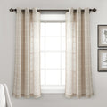 Lush Decor Farmhouse Textured Grommet Sheer Window Curtain Panel Pair, 38W x 63L, Neutral