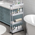SPACELEAD Slim Storage Cart 4 Tier,Bathroom Storage Organizer Rolling Utility Cart, Mobile Shelving Unit Slide Out Storage Cart 