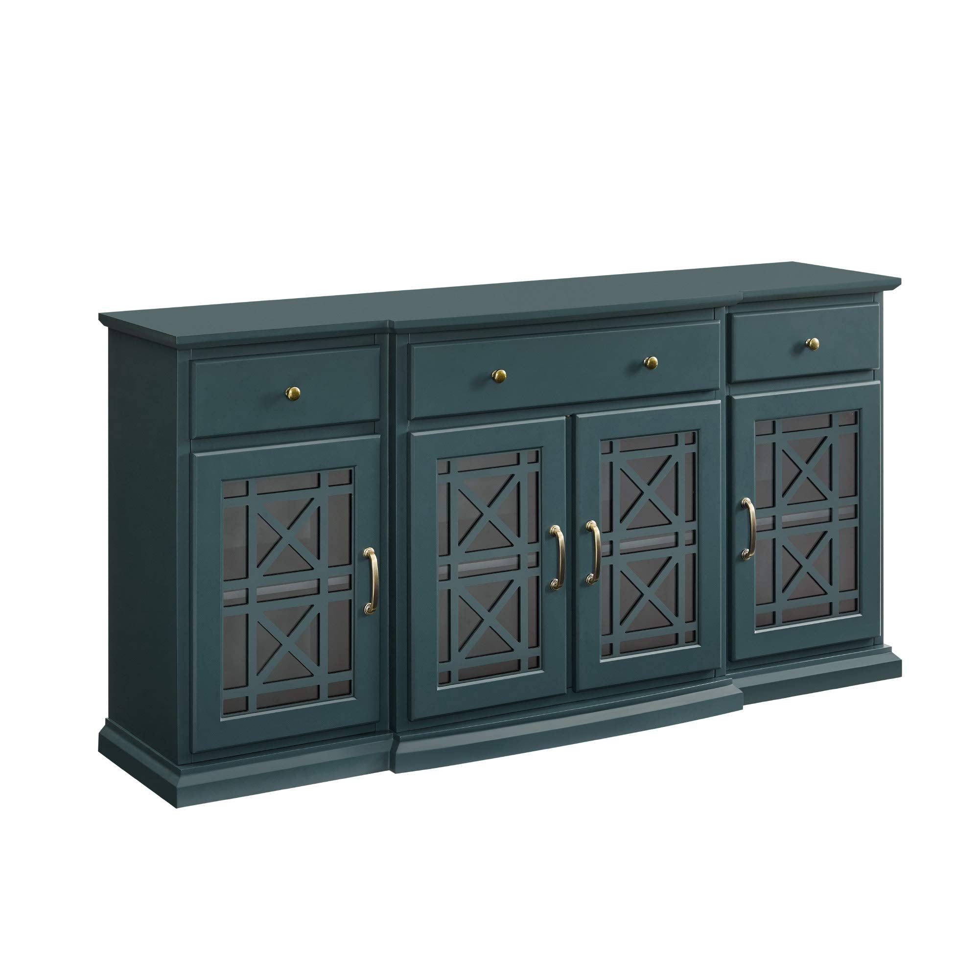 Walker Edison Modern Wood Glass Door Buffet Sideboard Living Room-Entryway Serving Storage Cabinet Doors-Dining Room Console, 60