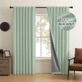 CUCRAF 100% Blackout Back Tab and Rod Pocket Curtains 72 Inch Length 2 Panels Set, Sage Green Linen Curtain for Living Room Bedr