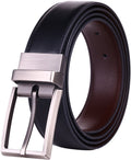 Beltox Fine Mens Dress Belt Leather Reversible 125 Wide Rotated Buckle gift Box (30-32, BlackBrown)