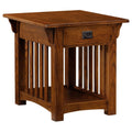 Leick Home 8207 Mission Impeccable End Table with Drawer, Made with Solid Wood, Side Table for Living Room, Bedroom, Medium Oak 