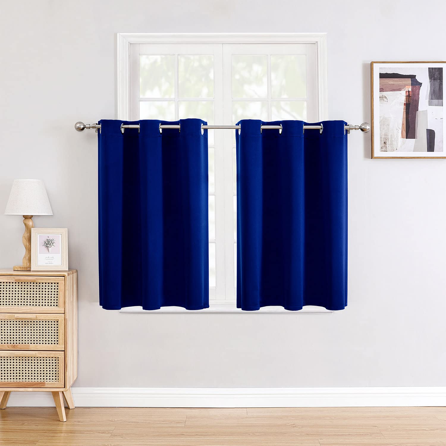 ChrisDowa Small Window Curtains for Kitchen and Bedroom - Grommet Short Thermal Insulated Room Darkening Curtains (2 Panels, Roy