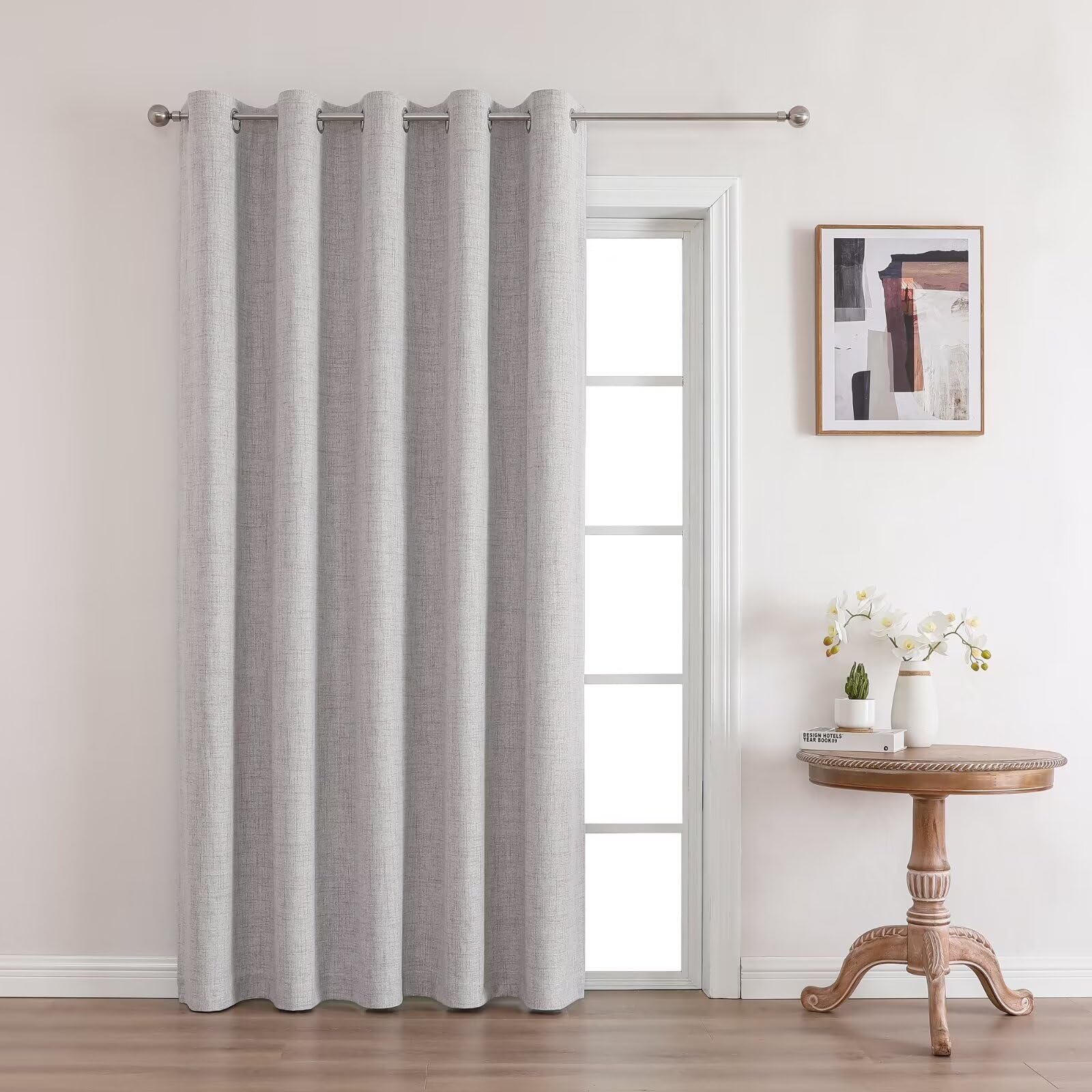 Joydeco Blackout Room Divider Curtains, Extra Wide Sliding Door Curtains Living Room Curtains, Greyish White 1 Panel 100W x 96L 