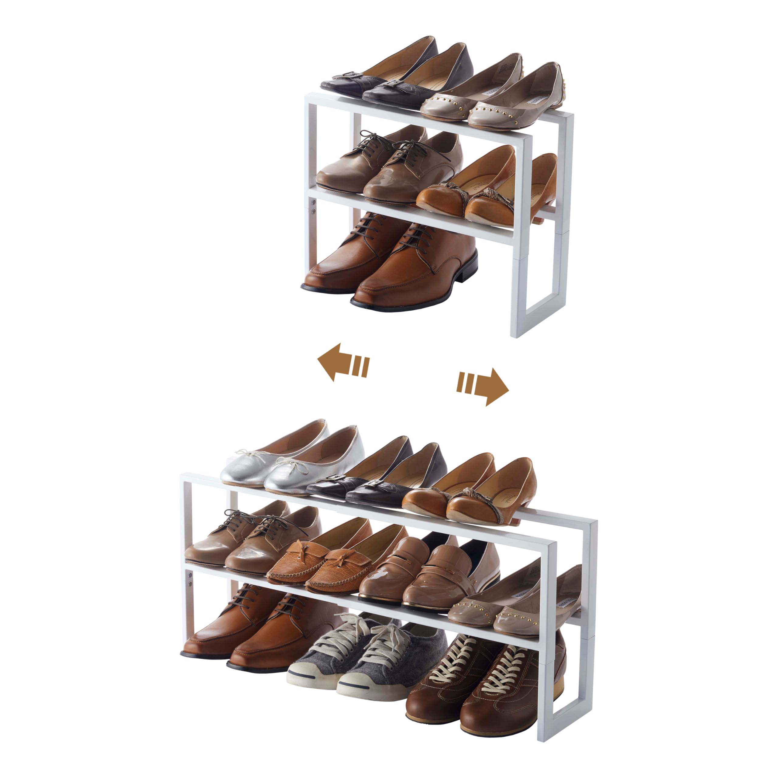 Yamazaki Home Expanding Shoe Rack, Metal, Adjustable Steel One Size White