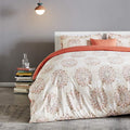 SLEEP ZONE Bedding Duvet Cover Sets Printed Damask Pattern 120gsm Ultra Soft Zipper Closure Corner TiesDamask Beige,King (104 X 