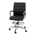 Flash Furniture Whitney Mid-Back Swivel LeatherSoft Drafting Chair with Padded Seat, Armrests, and Foot Ring, Adjustable Office 