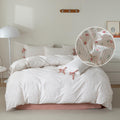 White Duvet Cover Twin Garden Style Pink Flower Duvet Cover 100% Cotton Floral Comforter Cover 1 Twin Duvet Cover with 2 Bow Tie