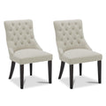 CHITA Farmhouse Tufted Dining Chairs, Modern Upholstered Chairs, Fabric High Back Dining Room Chairs Set of 2,Linen