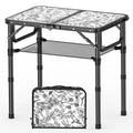 Toile de Jouy-Inspired Camping Table, Vintage French Floral Pattern Folding Table, Adjustable Height, Lightweight & Portable Out