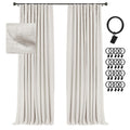 INOVADAY 100% Blackout Curtains for Bedroom 84 Inches Long, Clip Rings/Rod Pocket Linen Black Out Cute Curtains 2 Panels Set The
