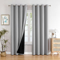 ChrisDowa 100% Blackout Curtains for Bedroom with Black Liner, 2 Thick Layers Total Blackout Thermal Insulated Grommet Long Wind